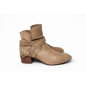 UGG Elysian Harness Leather Ankle Booties Antilope Brown Moto Western Womens 7.5